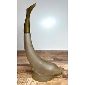 Vintage AVON bath oil frosted glass decanter DOLPHIN 8 oz.
